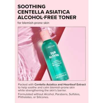 I DEW CARE Zen Kitten | Non-comedogenic Alcohol-Free Toner with Centella Asiatica | Facial Toner for...