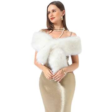 LA CARRIE Women's Faux Fur Collar Winter Scarf Wrap