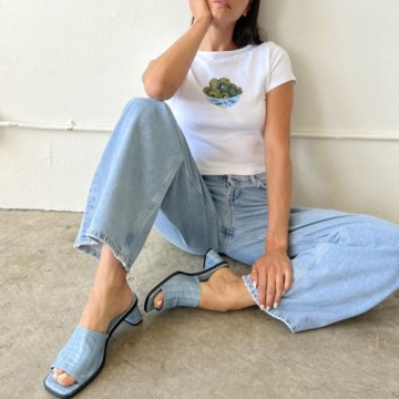 Trendy Y2k Baby Tee Bow Print Crop Top for Women