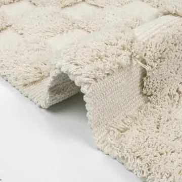 Lanffia Boho Checkered Tufted Rug Washable Stylish 2x5 Runner