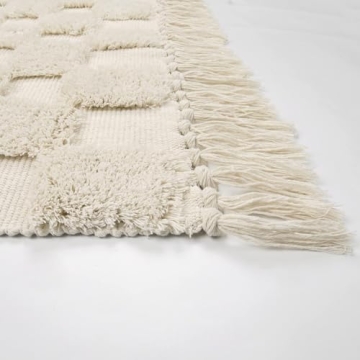 Lanffia Boho Checkered Tufted Rug Washable Stylish 2x5 Runner