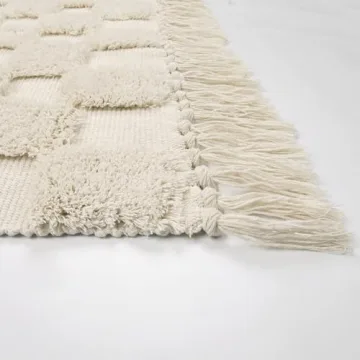 Lanffia Boho Checkered Tufted Rug Washable Stylish 2x5 Runner