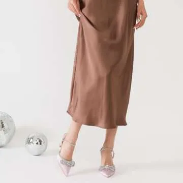 Susanny Pink Rhinestone Heels for Women Bow Heels Evening Party Ankle Strap Closed Toe Pumps Office Kitten Heels Dress Heeled Prom Shoes 12