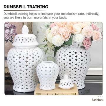 VOSAREA Ginger Jar Traditional Pierced Ginger Jar with Lid Ceramic Vase Carved Lattice Decorative Temple Jar White Ginger Jars for Home Decor