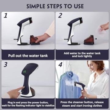 URPOWER 1500W Handheld Clothes Steamer 15-Second Heat-Up
