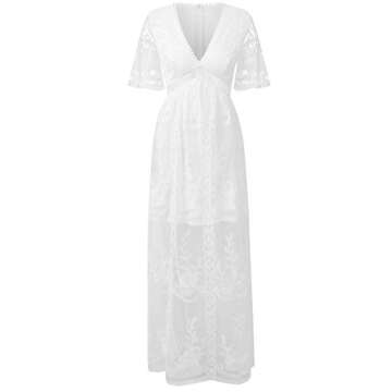 Ecosunny Lace Maxi Dress for Bridesmaids & Parties