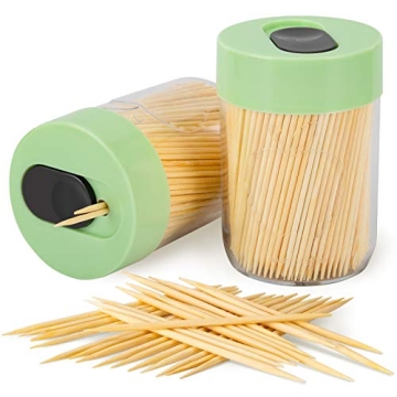 Urbanstrive Sturdy Safe Toothpick Holder with 800 Natural Wood Toothpicks for Teeth Cleaning, Unique...