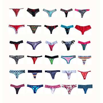 Morvia Varieties of Women Thong Pack Lacy Tanga G-string Bikini Underwear Panties (L, 28 Pcs)