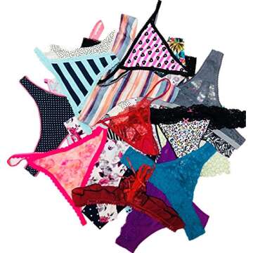 Morvia Varieties of Women Thong Pack Lacy Tanga G-string Bikini Underwear Panties (L, 28 Pcs)