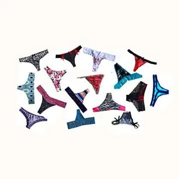 Morvia Varieties of Women Thong Pack Lacy Tanga G-string Bikini Underwear Panties (L, 28 Pcs)