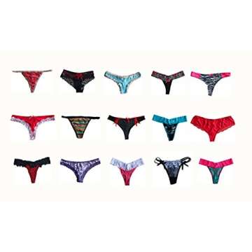Morvia Varieties of Women Thong Pack Lacy Tanga G-string Bikini Underwear Panties (L, 28 Pcs)