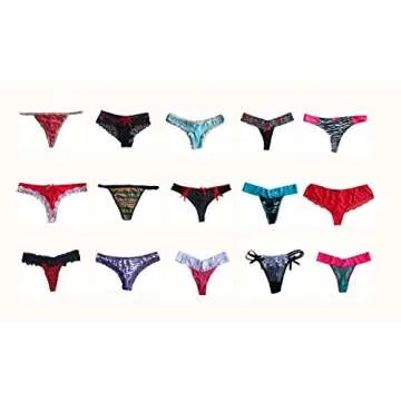 Morvia Varieties of Women Thong Pack Lacy Tanga G-string Bikini Underwear Panties (L, 28 Pcs)