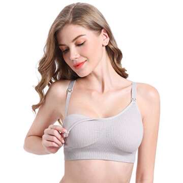 Suekaphin 2PACK Nursing Maternity Bra for Pregnancy Women Breastfeeding Comfortable Sleeping with Extenders,Rib a,Medium