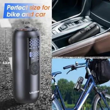 Bike Pump Bicycle Pump, Tire Inflator with LED Light, MAX 150PSI