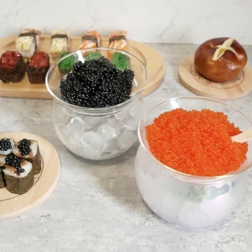 ThougrLyh Caviar Server Set Elegant Glass Dish