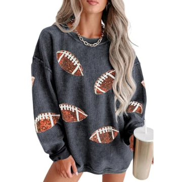 Urchics Sequin Crewneck Sweatshirt - Oversized Gray Casual Top for Women 2025 Mardi Gras