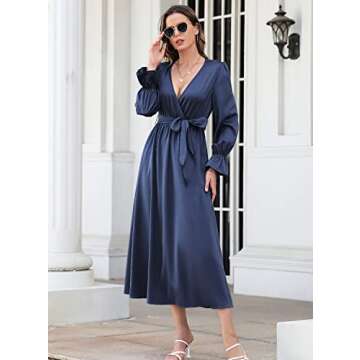 I2CRAZY Satin Maxi Dresses for Women Wedding Guest