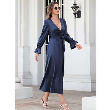 I2CRAZY Satin Maxi Dresses for Women Wedding Guest