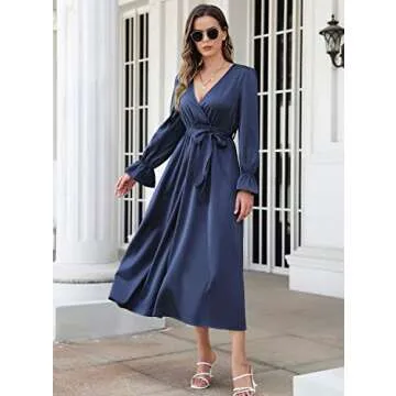 I2CRAZY Satin Maxi Dresses for Women Wedding Guest