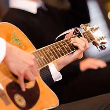 Guitar Capo, EJT Professional Zinc Metal Capo for 6 String Acoustic Guitar, Electric Guitar, Ukulele, Bass, Banjo, Mandolin with Free 3 PCS Guitar Picks(Rose Gold)…