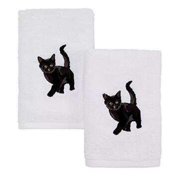 Stylish 100% Cotton Cat Hand Towels – 2 Pack