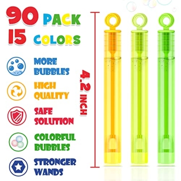 INSCRAFT Mini Bubble Wands 90 Pack for Events and Kids