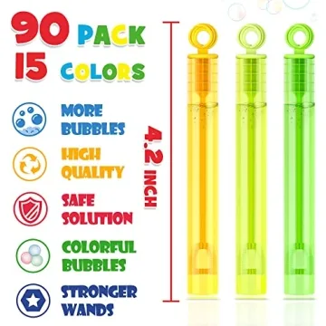 INSCRAFT Mini Bubble Wands 90 Pack for Events and Kids