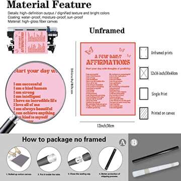 Lianxiaw Daily Affirmations Pink posters for room aesthetic，Trendy prints positive wall deco Vintage red butterfly poster.（12x16in Unframed）