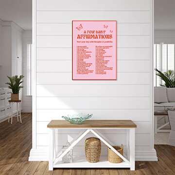 Lianxiaw Daily Affirmations Pink posters for room aesthetic，Trendy prints positive wall deco Vintage red butterfly poster.（12x16in Unframed）