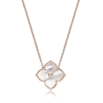 Lavari Jewelers Floral Pendant Necklace - Sterling Silver & Rose Gold