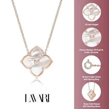 Lavari Jewelers Floral Pendant Necklace Sterling Silver Rose Gold