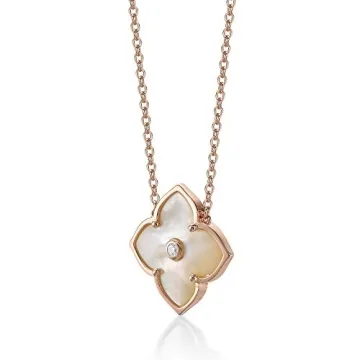Lavari Jewelers Floral Pendant Necklace Sterling Silver Rose Gold