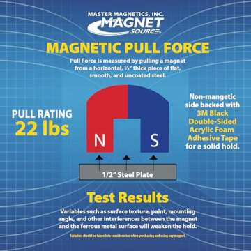 Master Magnetics Ceramic Channel Magnet with Nickel Plated Base - Double Sided Adhesive Foam Backing, 3” L, 0.905” W, 0.25” H, Silver, Pack of 8, CA293WAX8