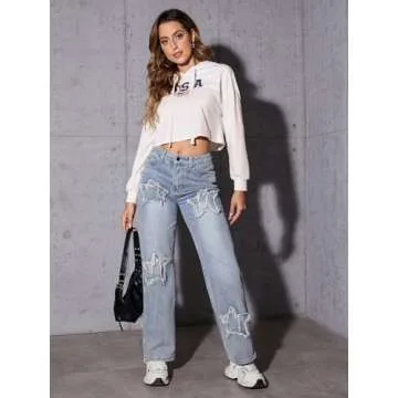 SweatyRocks Women's Letter Print Casual Long Sleeve Crop Top Sweatshirt Hoodies White L