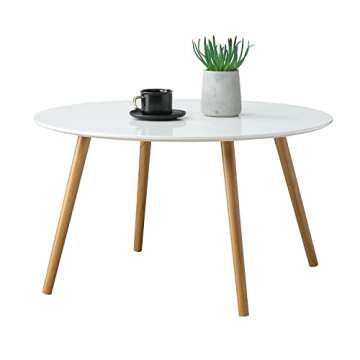 Convenience Concepts Oslo Round Glossy White Coffee Table