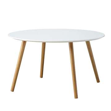 Convenience Concepts Oslo Round Glossy White Coffee Table