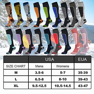 Merino Wool Ski Socks, Cold Weather Socks for Snowboarding, Snow, Winter, Thermal Knee high Warm Socks, Hunting, Outdoor Sports (3 Pairs (Black Grey Grey), Medium)
