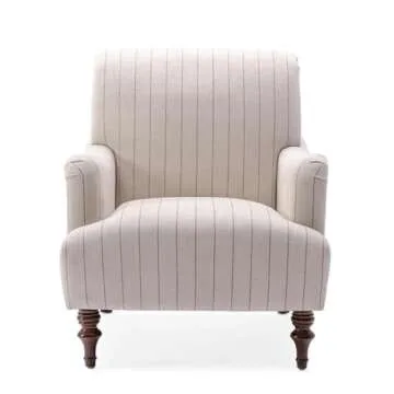 Comfort Pointe Seville Sea Oat Beige with Charcoal Stripe Polyester Fabric Arm Chair