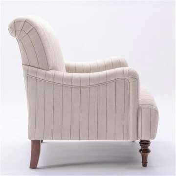 Comfort Pointe Seville Sea Oat Beige with Charcoal Stripe Polyester Fabric Arm Chair