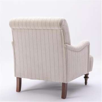 Comfort Pointe Seville Sea Oat Beige with Charcoal Stripe Polyester Fabric Arm Chair