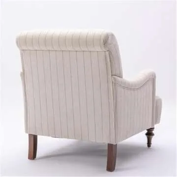Comfort Pointe Seville Sea Oat Beige with Charcoal Stripe Polyester Fabric Arm Chair