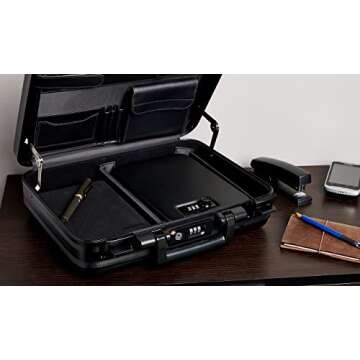 Amazon Basics Portable Security Case Lock Box Safe, Combination Lock, Large, Black