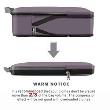 BAGAIL 4 Set/6 Set/8 Set Compression Packing Cubes Travel Accessories Expandable Packing Organizers(Dark Greyish ClothPattern 4 Set)