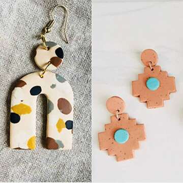 CHENRUI 4 Pcs Polymer Clay Cutter U-Shape Aztec Shape Cutter, Plastic Earring Cutter for Jewelry Making