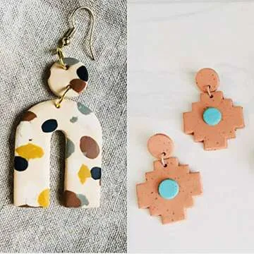 CHENRUI 4 Pcs Polymer Clay Cutter U-Shape Aztec Shape Cutter, Plastic Earring Cutter for Jewelry Making