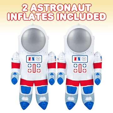 ArtCreativity Astronaut Inflates, Set of 2, Inflatable Astronaut Toys with Hanging Tag, Decorations for Outer Space Themed Parties, 22 Inch Long Party Inflates, Fun Pretend Play Accessories