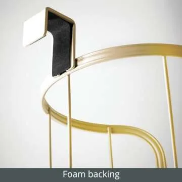 mDesign Modern Over The Tank Hanging Toilet Tissue Paper Roll Holder and Reserve for Bathroom Storage - Stores 3 Extra Rolls, Holds Jumbo-Sized Rolls - Durable Metal Wire - Soft Brass