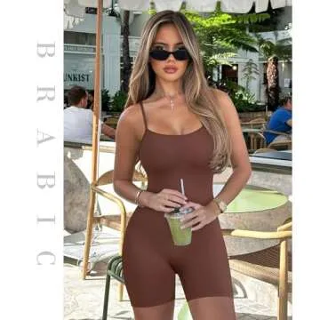 BRABIC Women's Brown Shorts Jumpsuit for Tummy Control