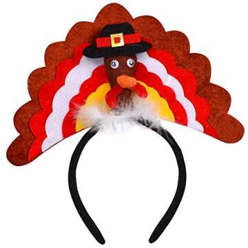 JOYIN 2 Pack Thanksgiving Turkey Drumsticks & Turkey Headband Combo Set, Holiday Headbands for Thanksgiving Accessories and Party Favors (One Size Fits All)