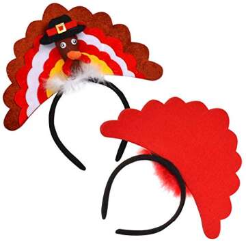 JOYIN 2 Pack Thanksgiving Turkey Drumsticks & Turkey Headband Combo Set, Holiday Headbands for Thanksgiving Accessories and Party Favors (One Size Fits All)